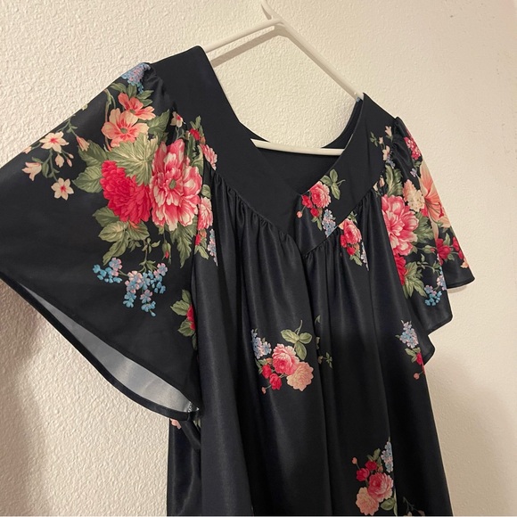 Vintage White Stag Navy Blue Floral Dress/MuuMuu Size 2X 18W-20W - Picture 5 of 8